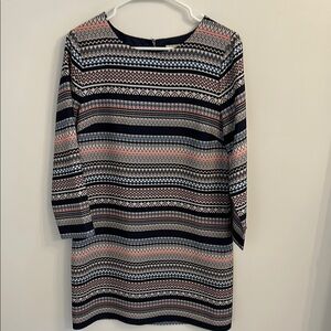 J.Crew Pink and Navy Patterned Sheath Dress